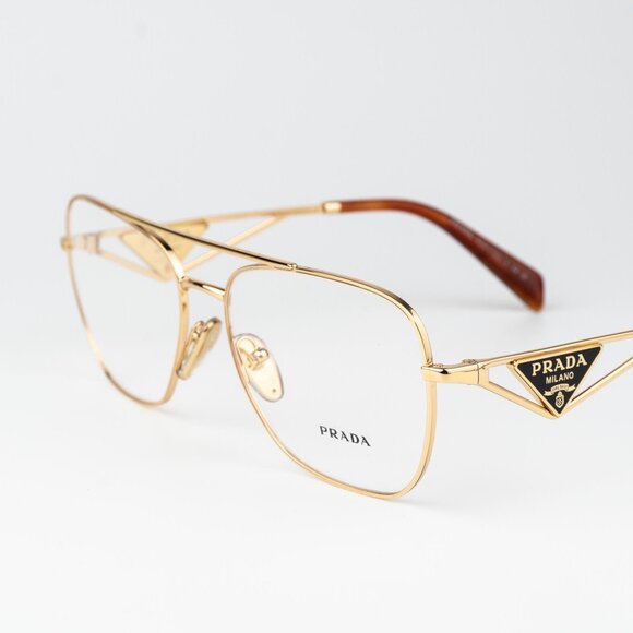 Prada Men Eyeglasses Gold Rectangle PRB50V 5AK1O1 NEW AUTHENTIC - Picture 5 of 10